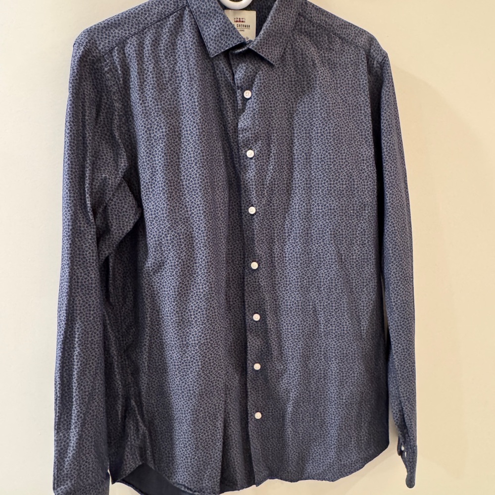 Ben Sherman Dark Blue Patterned Button Down Shirt